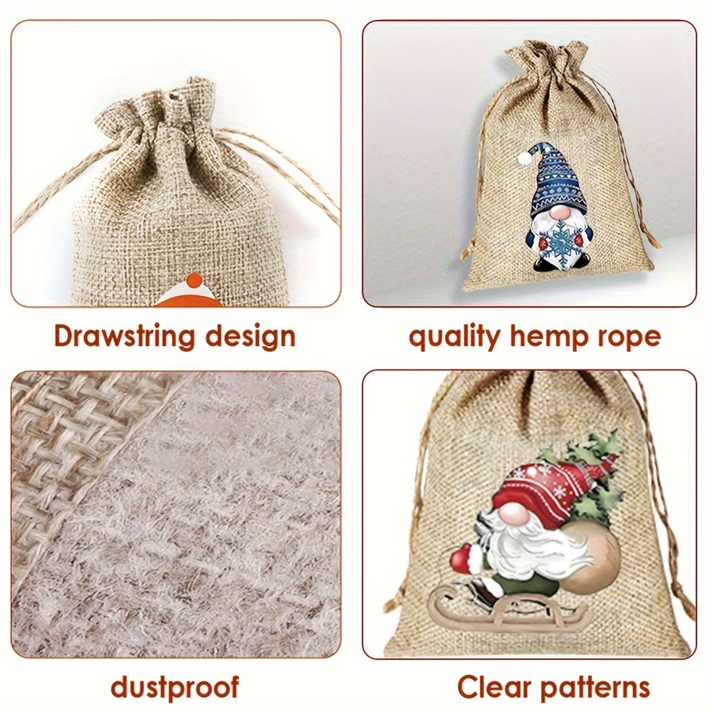 12pcs Christmas Burlap Gift Bag