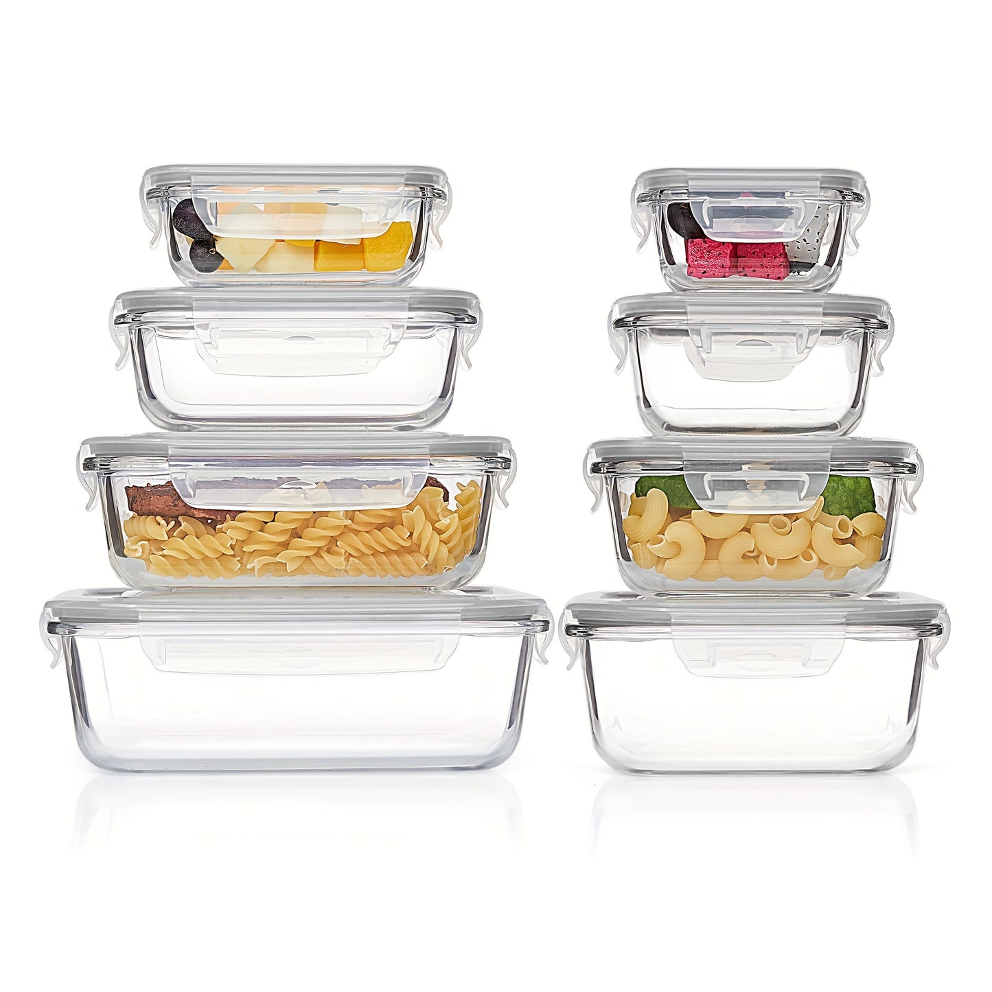 8 Pack Premium Glass Food Storage Containers