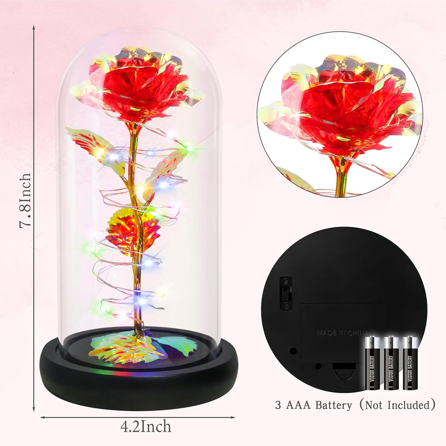 Glass Dome Love Rose 