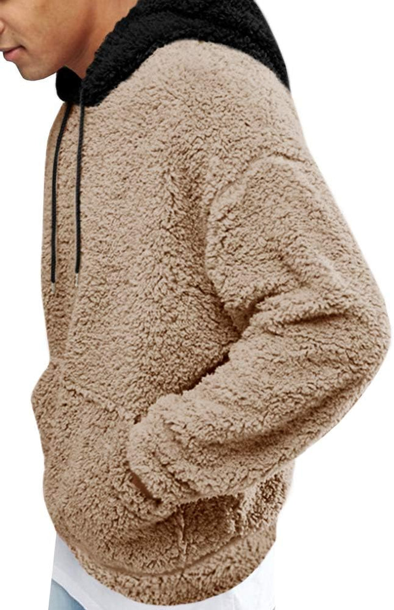 Mens Sherpa Lux Hoodie Cozy Pullover 