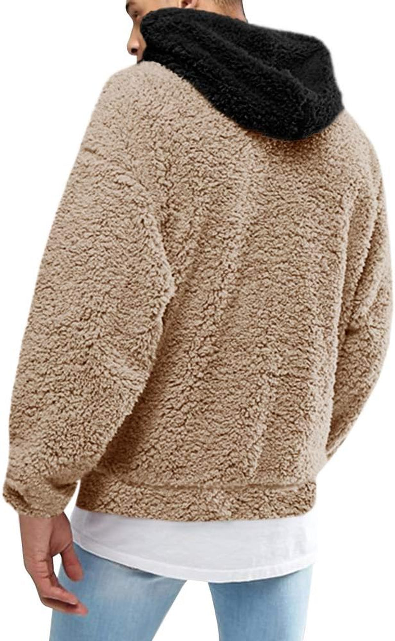 Mens Sherpa Lux Hoodie Cozy Pullover 