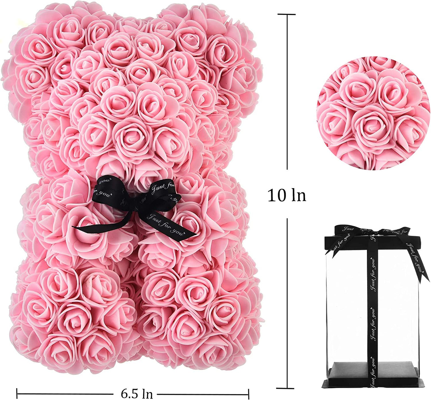 Silk Rose Pink Everlasting Flower Teddy Bear