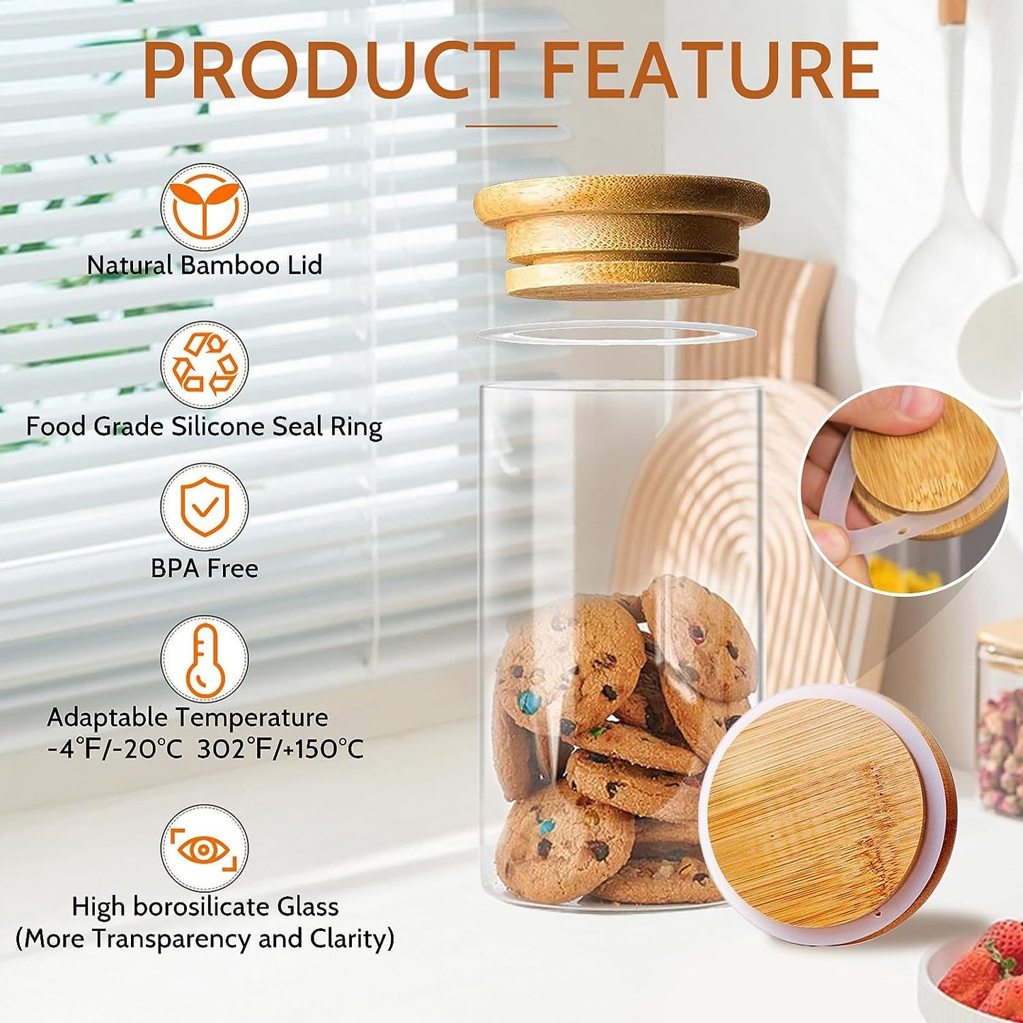 Bamboo Lid ,Glass Spice Jar with Labels, Kitchen Storage Organizer - Marker and 114 Labels & 12 Jars Included