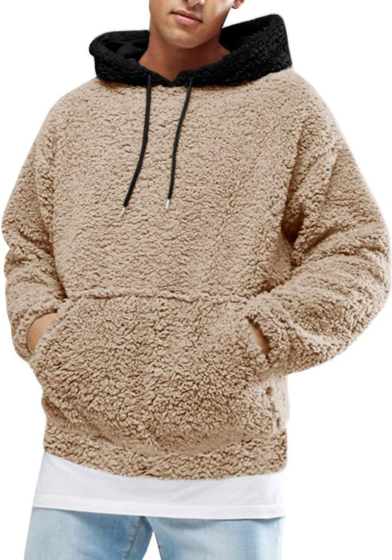 Mens Sherpa Lux Hoodie Cozy Pullover 